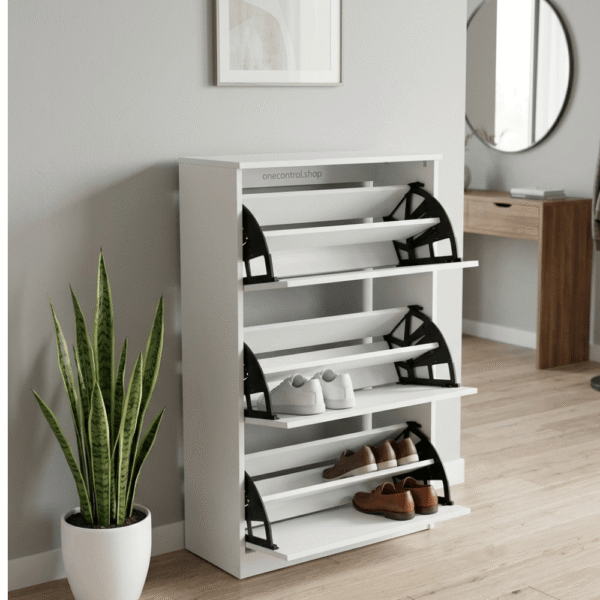 zapatero abatible 3 niveles organizador de zapatos blanco (121x70x28 cm)