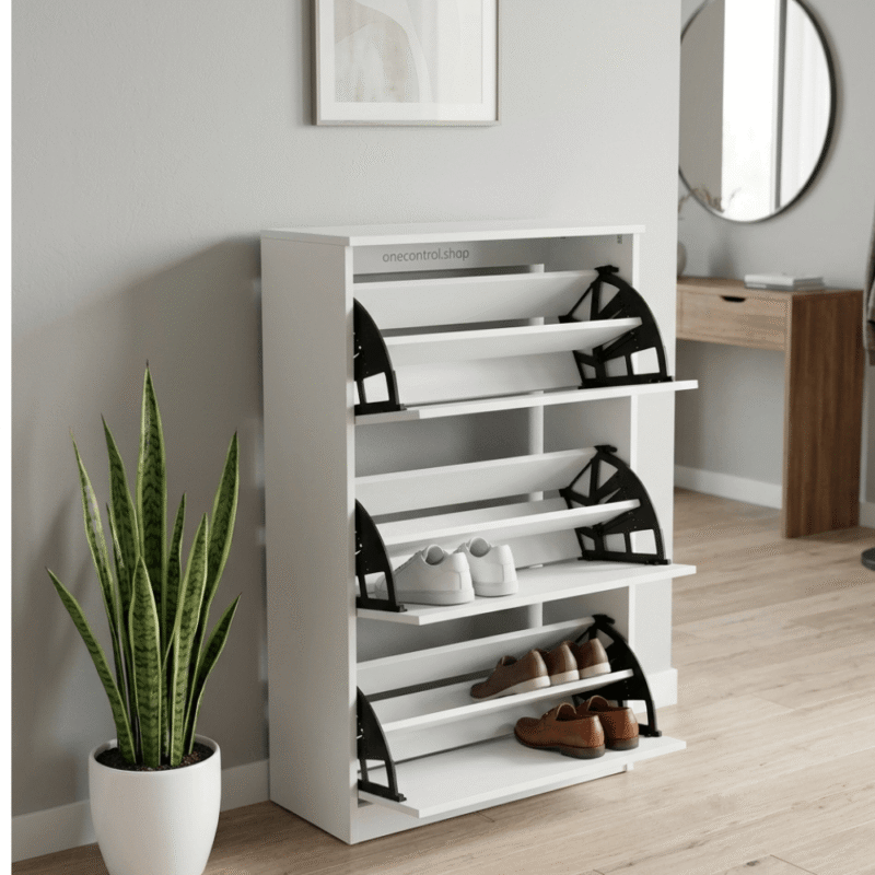 zapatero abatible 3 niveles organizador de zapatos blanco (121x70x28 cm)