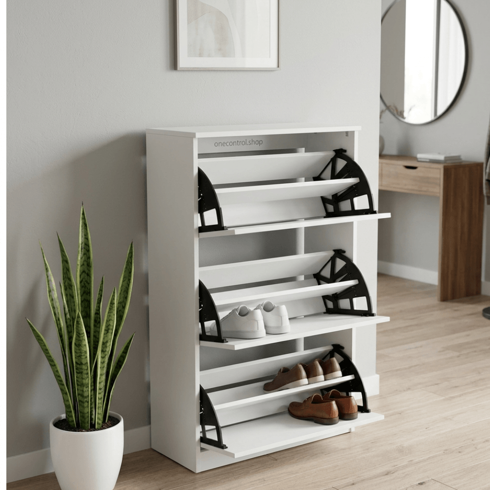 zapatero abatible 3 niveles organizador de zapatos blanco (121x70x28 cm)