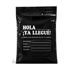 Bolsa de seguridad negra para envíos 23x35 cm con campos paquete 100 unidades